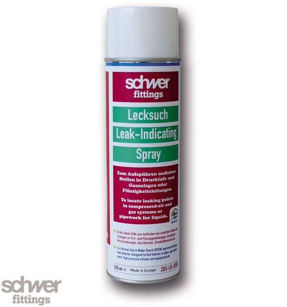 Lecksuch-Spray - zum Aufspüren undichter Stellen in Druckluft- und Gasanlagen oder Flüssigkeitsleitungen