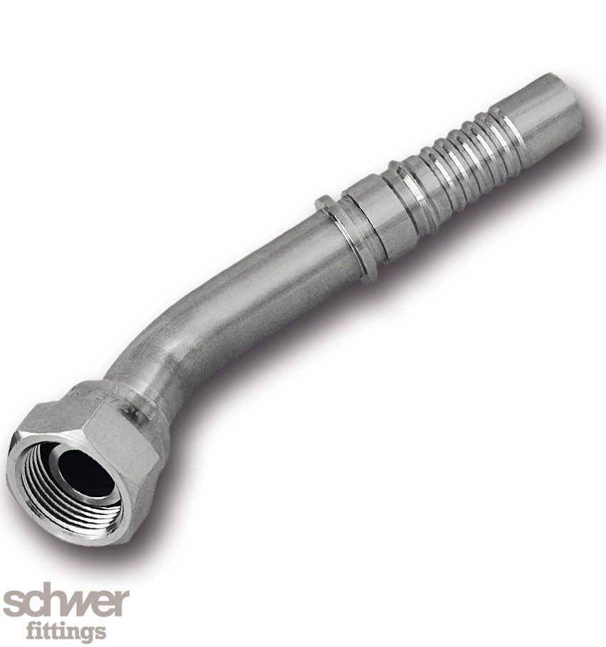﻿﻿Interlock Hose Tail Swivel Female 45°