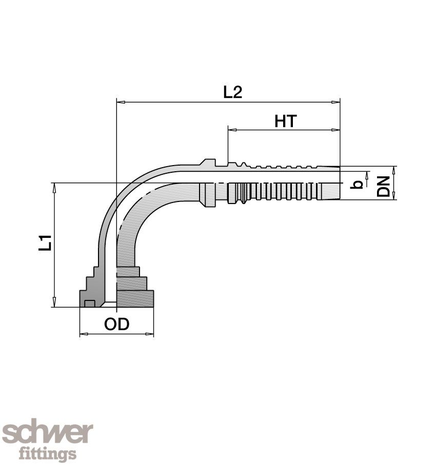 ﻿﻿Interlock SAE Flange Hose Tail 90° 3000 PSI