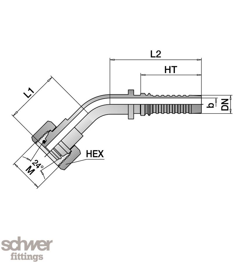 ﻿﻿Interlock Hose Tail Swivel Female 45° DKO