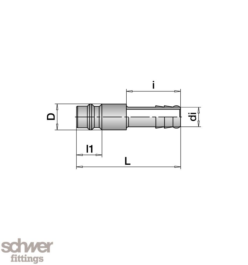 Stecker offen, mit Schlauchanschluss