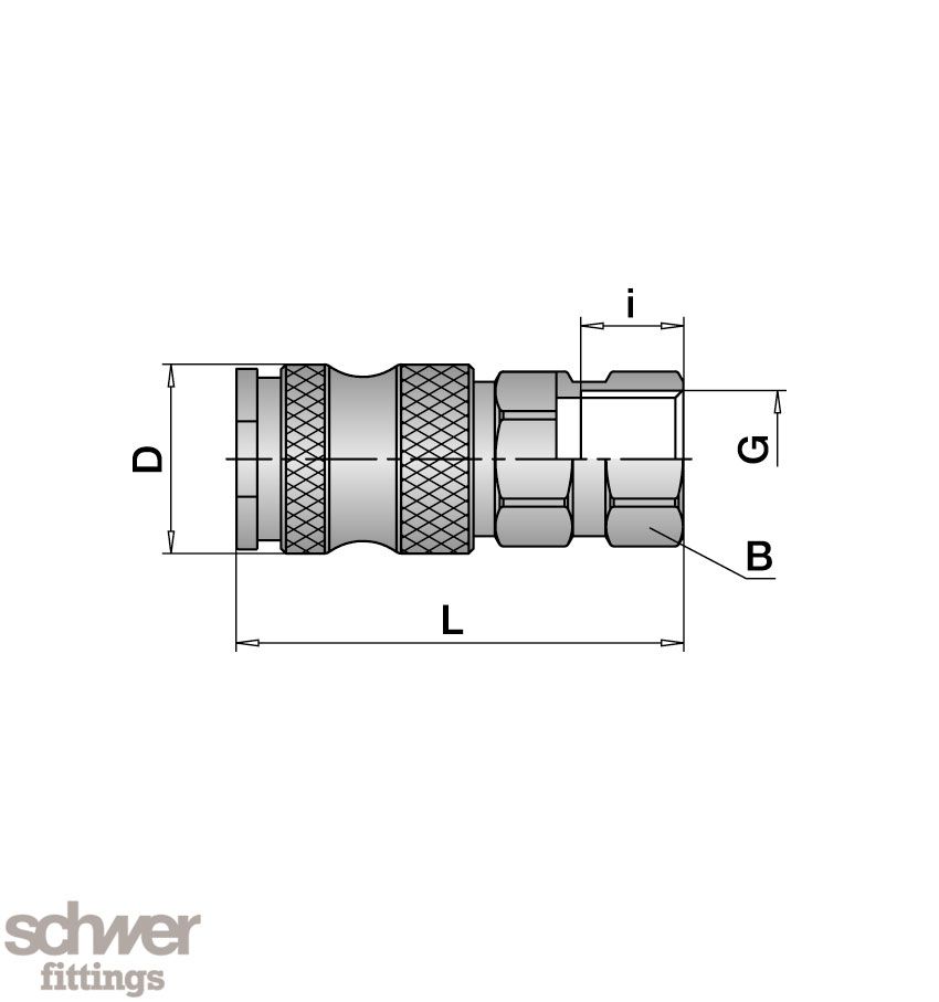 Quick coupling valved, with G-Inside Thread