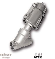 ventil uzavírací šikmý s pneumatickým pohonem