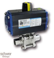 3-part. actuator ball valve, pneumatic, double-acting