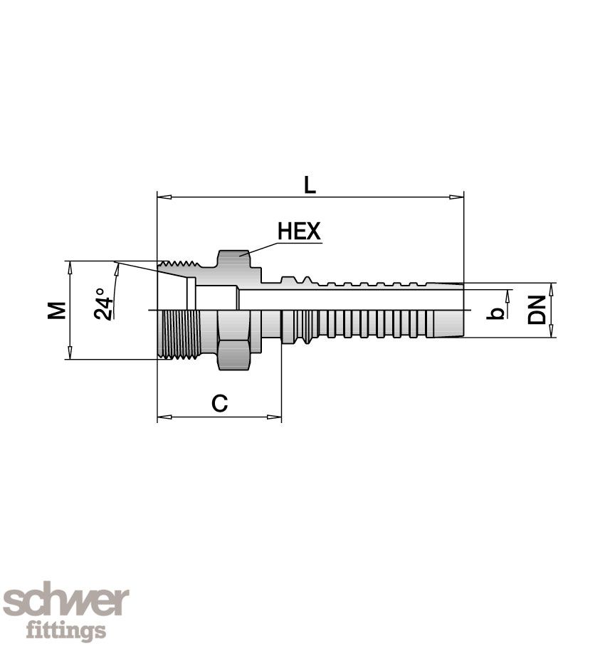 ﻿﻿Interlock Hose Tail Metric Male CE