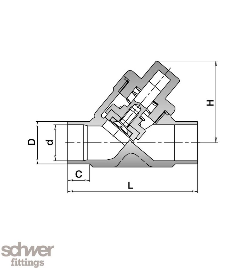 Schrägsitz-Rückschlagventil