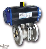 2-part. Ball valve with actuator, pneumatic, single-acting