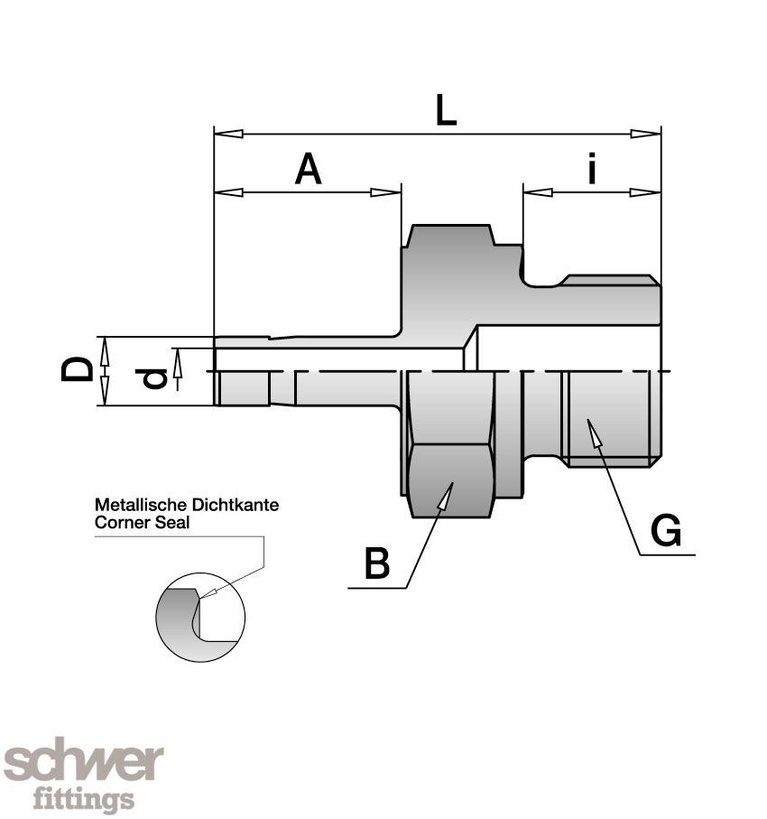 Einschraub-Schaft Adapter mit metallischer Dichtkante