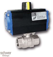 2-teil. Kugelhahn mit Stellantrieb, pneumatisch, doppelt wirkend