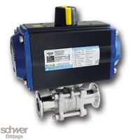 3-part. Ball valve with actuator, pneumatic, single-acting