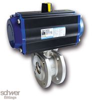Short actuator Ball Valve, pneumatic, single-acting