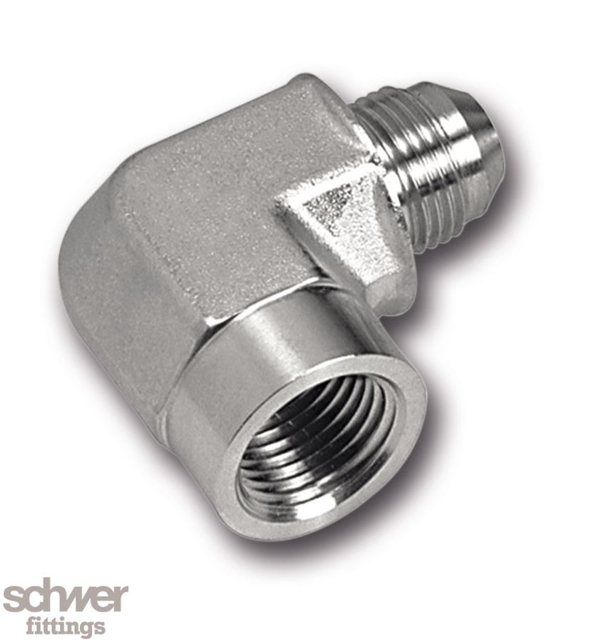 T121 -12AN To 3/4" NPT Male 90 Degree Flare Fitting - Black (For Fuel, Oil, & Coolant Lines)