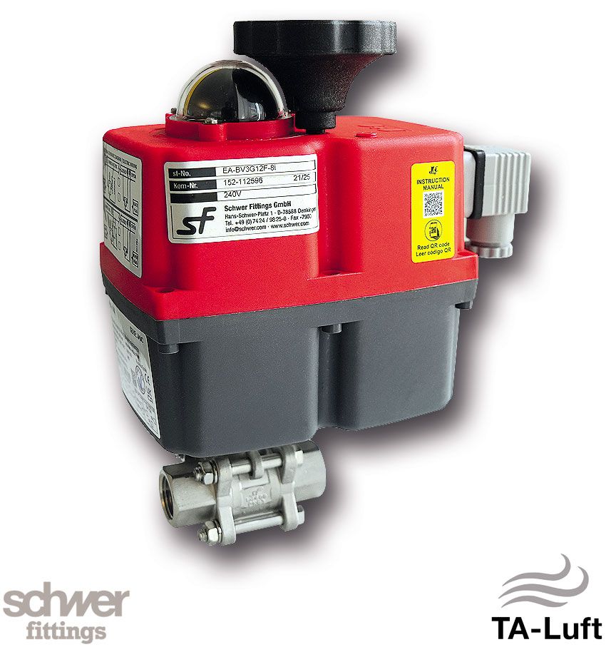 3-teiliger Kugelhahn mit Stellantrieb, elektrisch