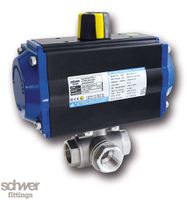 3-Way Ball Valve with actuator, pneumatic, single-acting