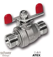 两片式单卡套接头球阀，带蝴蝶柄