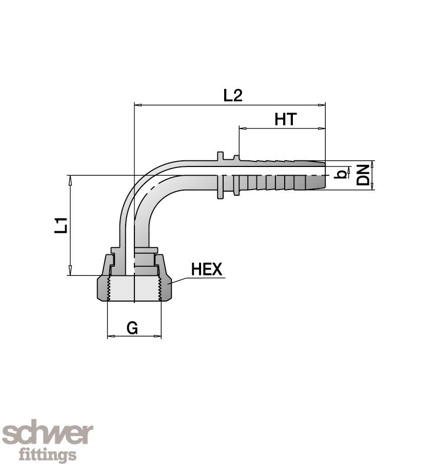 Schlauchstutzen DKR FG 90°
