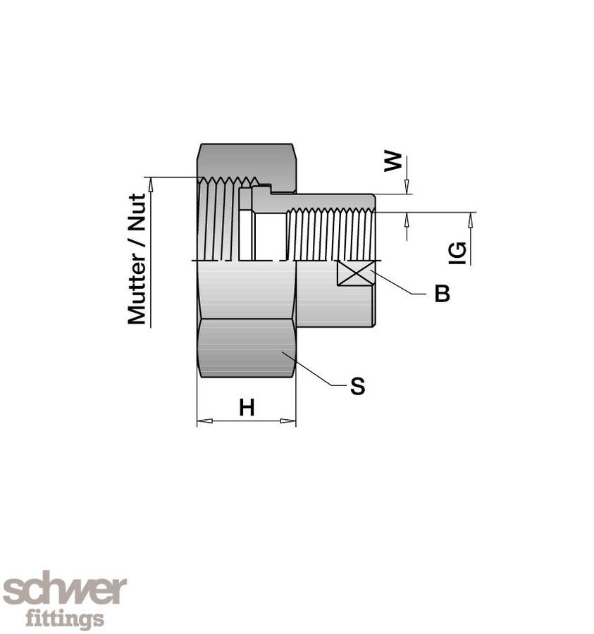 Connection Fitting with inside thread