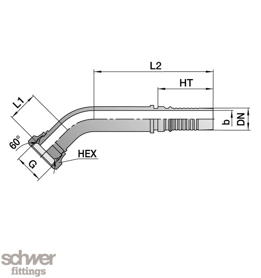 ﻿﻿Interlock Hose Tail Swivel Female 45°