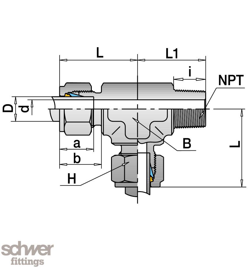 T-Einschraubverschraubung, horizontal