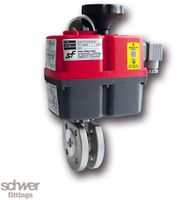 Short flange ball valve with actuator, electric