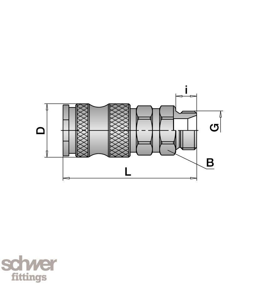 Quick coupling valved, with G-Outside Thread