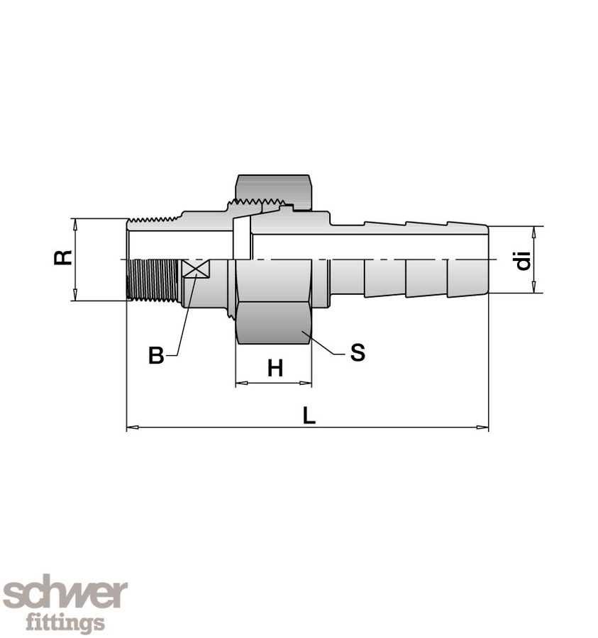 Union, outside thread - hose stem