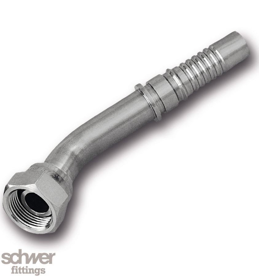 ﻿﻿Interlock Hose Tail Swivel Female 45°