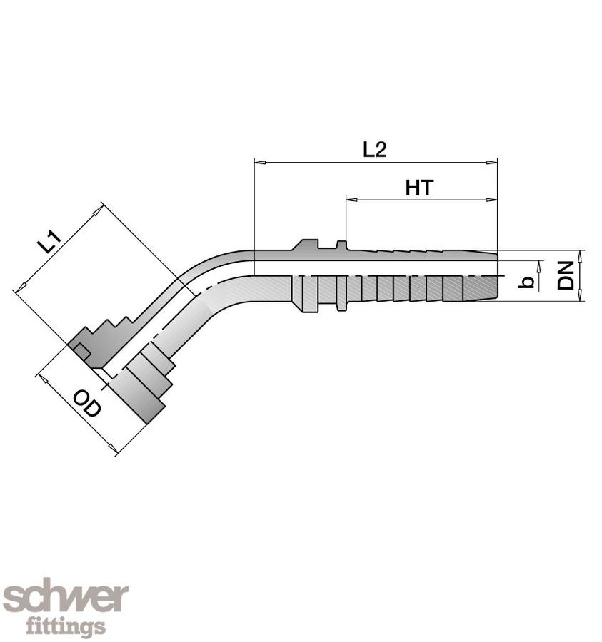 SAE Schlauchstutzen 45° 6000 PSI