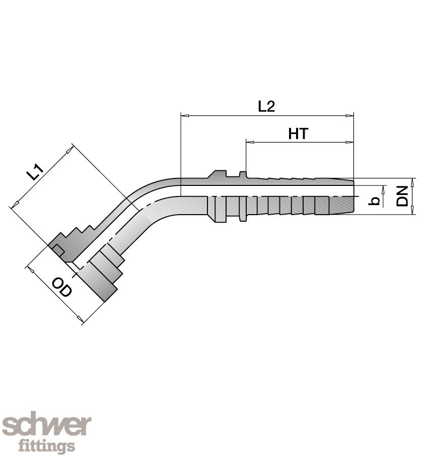 SAE Schlauchstutzen 45° 6000 PSI